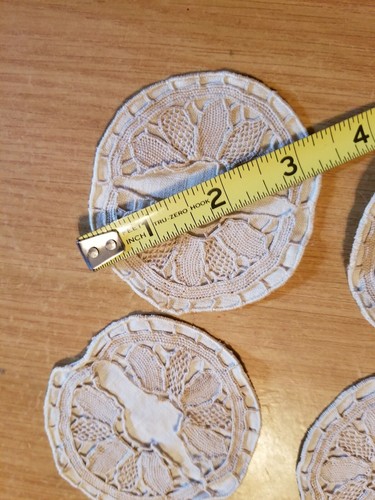 Set of 9 Ivory Battenberg Lace Drink Coasters Used 1980s
