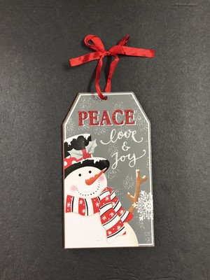 Peace Love & Joy Snowman Ornaments