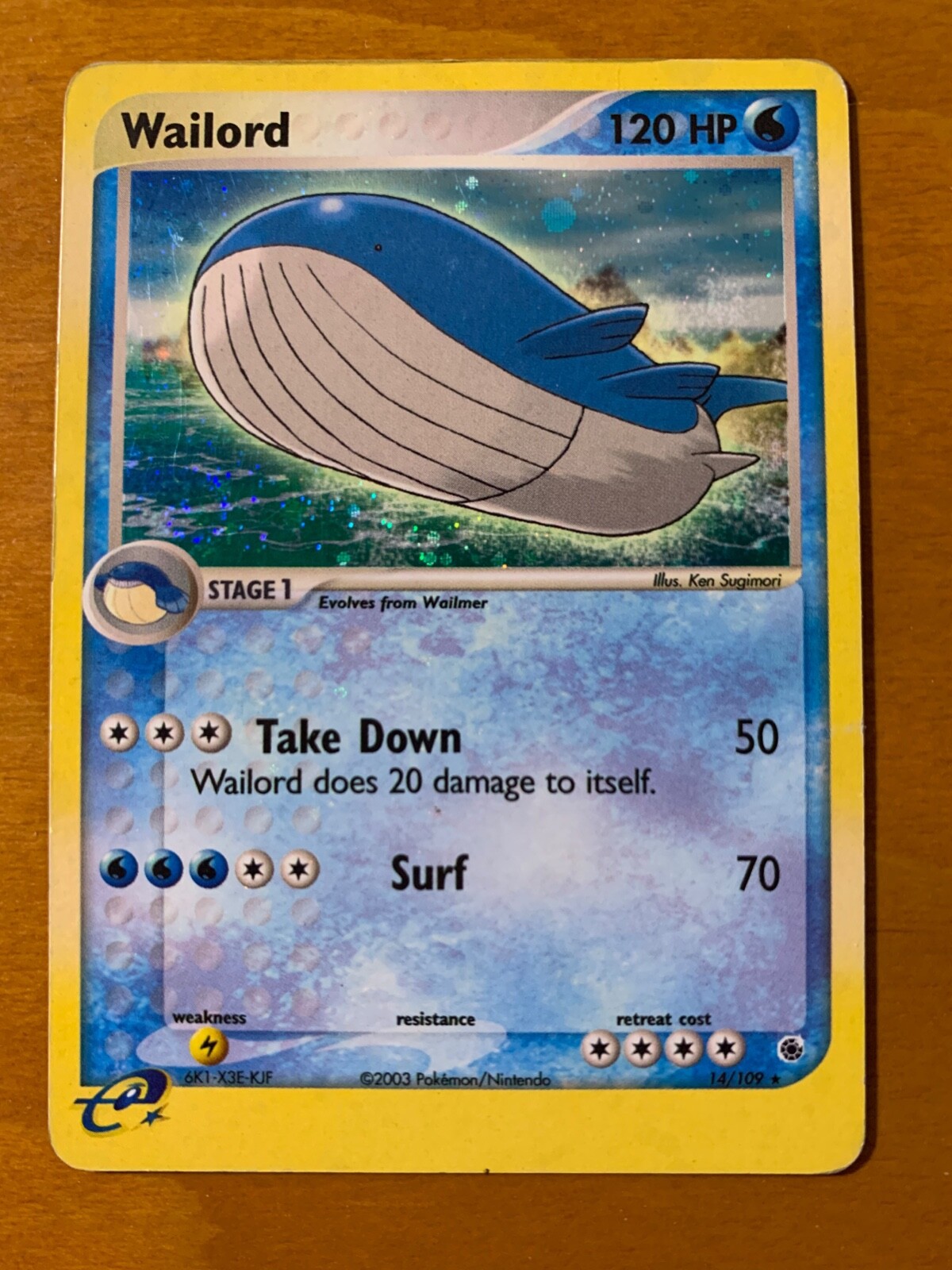 Wailord - 14/109 - Holo RARE - 2003 e-Series EX Ruby Wailord - 14/109 - Holo RARE - 2003 e-Series EX Ruby