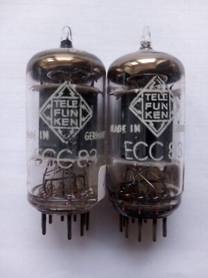Balanced Pair ECC83 / 12AX7 Telefunken Ribbed Plate, Diamond Bottom