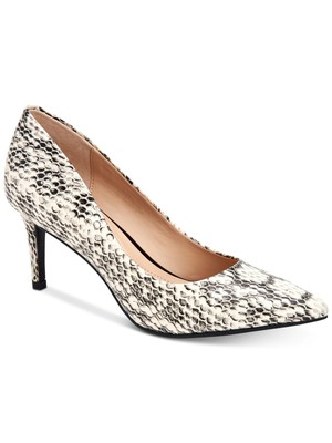 ALFANI Womens Black Snake Print Jeules Pointed Toe Stiletto Slip On Pumps 6