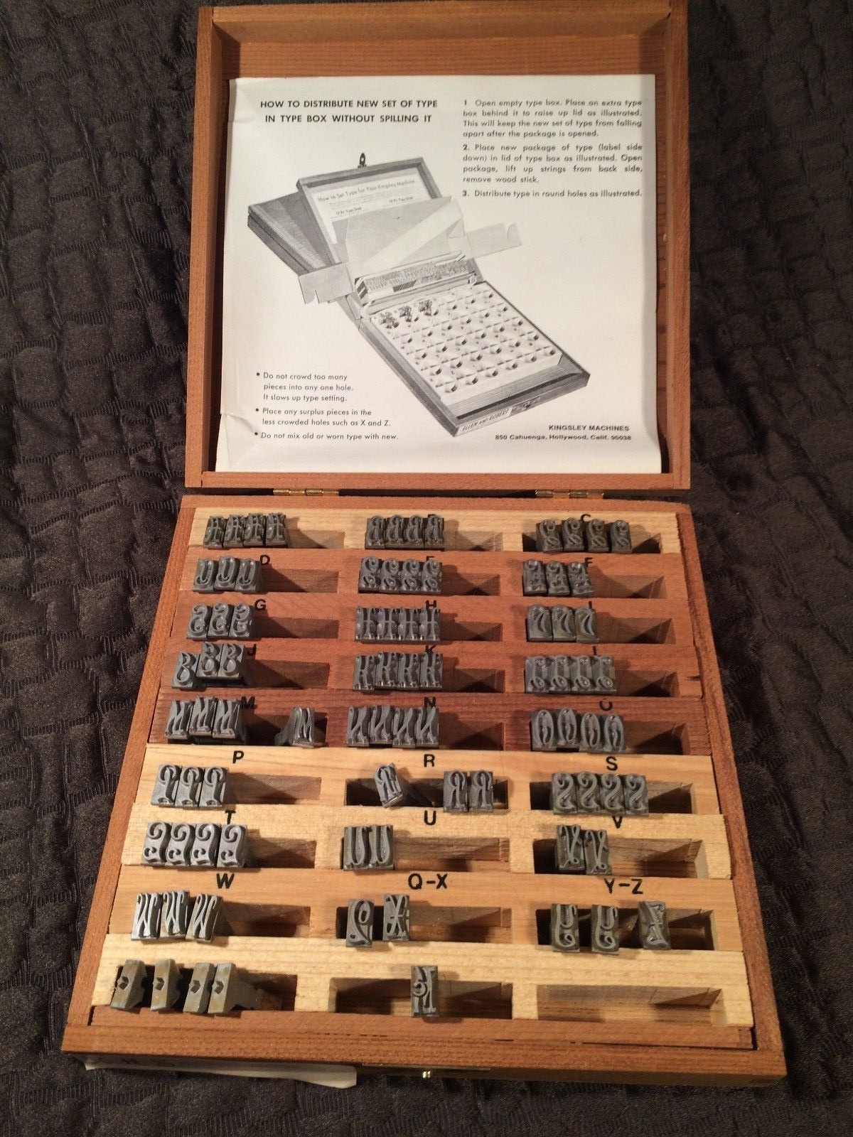 KINGSLEY HOT FOIL MACHINE TYPE LETTERS BELAIR 36 PT MONOGRAM