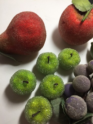 8 Sugar Beaded Artificial Decorative Fruit & 4 Unbeaded