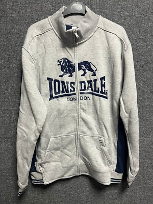 Lonsdale Full Zip Varsity Jacket Grey Large TD132 KK 01