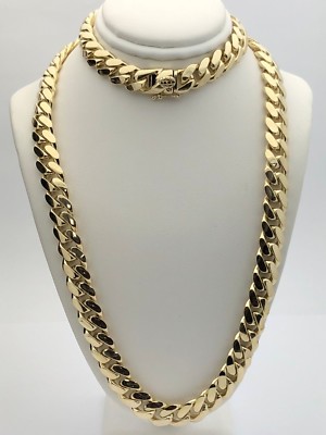 Men's 10k Yellow Gold Solid Heavy Miami Cuban Link Chain Necklace 22'' 10mm 143g
