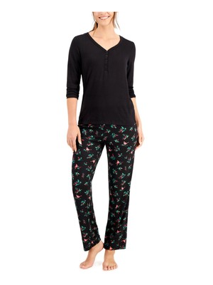 

Нижнее белье CHARTER CLUB, черные праздничные брюки для сна до щиколотки, Черный