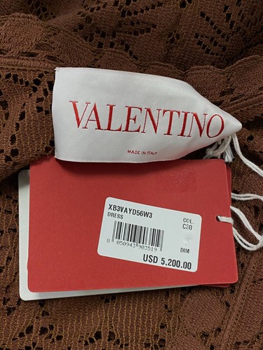 Pre-owned Valentino $5200  Women's Brown Lace Peonies Blanket Maxi Dress Size 44