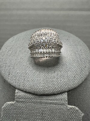 Bella Luce 7.14 CTW Round & Baguette Rhodium Over Sterling Silver Ring Size 8