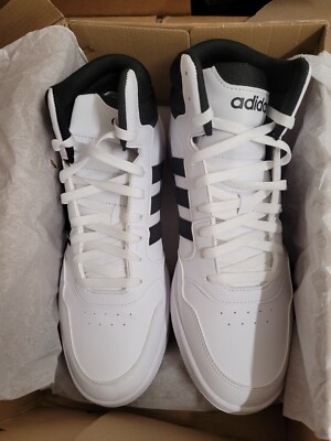 Adidas Men's Hoops 3.0 Mid Basketball Shoes White Black Free Shipping sz 10