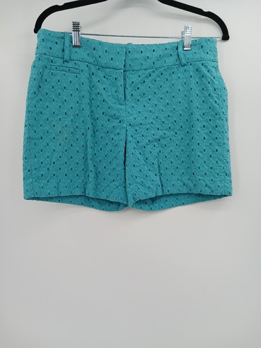Ann Taylor LOFT Womens Shorts Size 0 Teal Riviera Laser Cut Chino 6 Inch Inseam