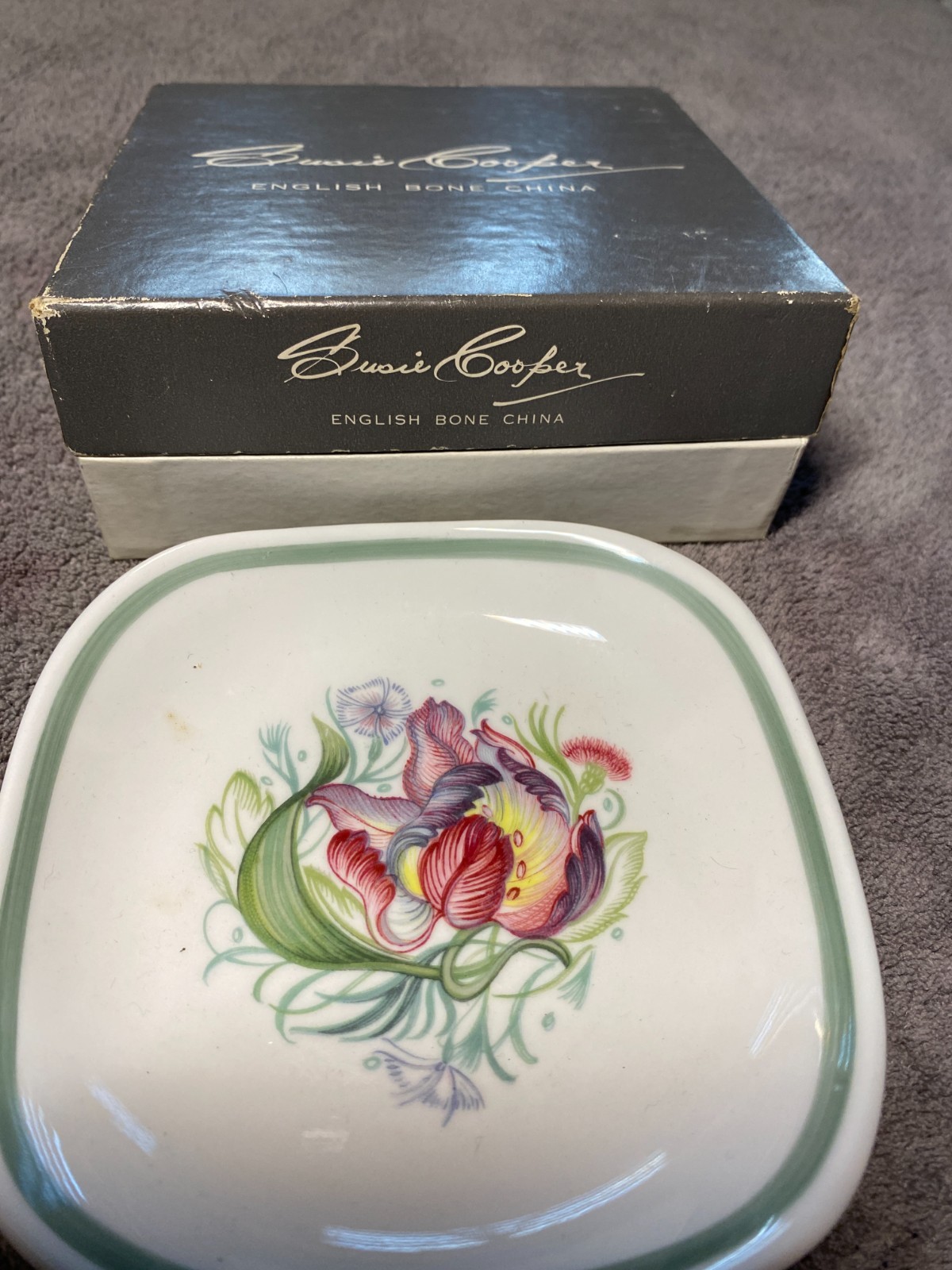 Vintage Wedgwood Susie Cooper bone china pin or trinket dish with a flower motif