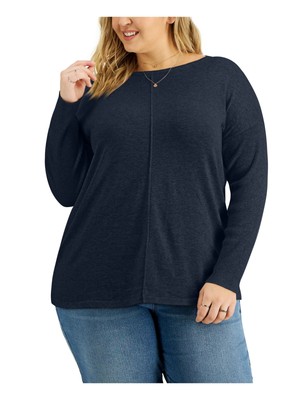 

STYLE - COMPANY Женский темно-синий свитер-туника со швом спереди и длинными рукавами Plus, Navy