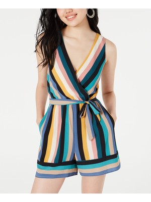 

SPEECHLESS Женский бежевый полосатый комбинезон без рукавов с v-образным вырезом для подростков Размер