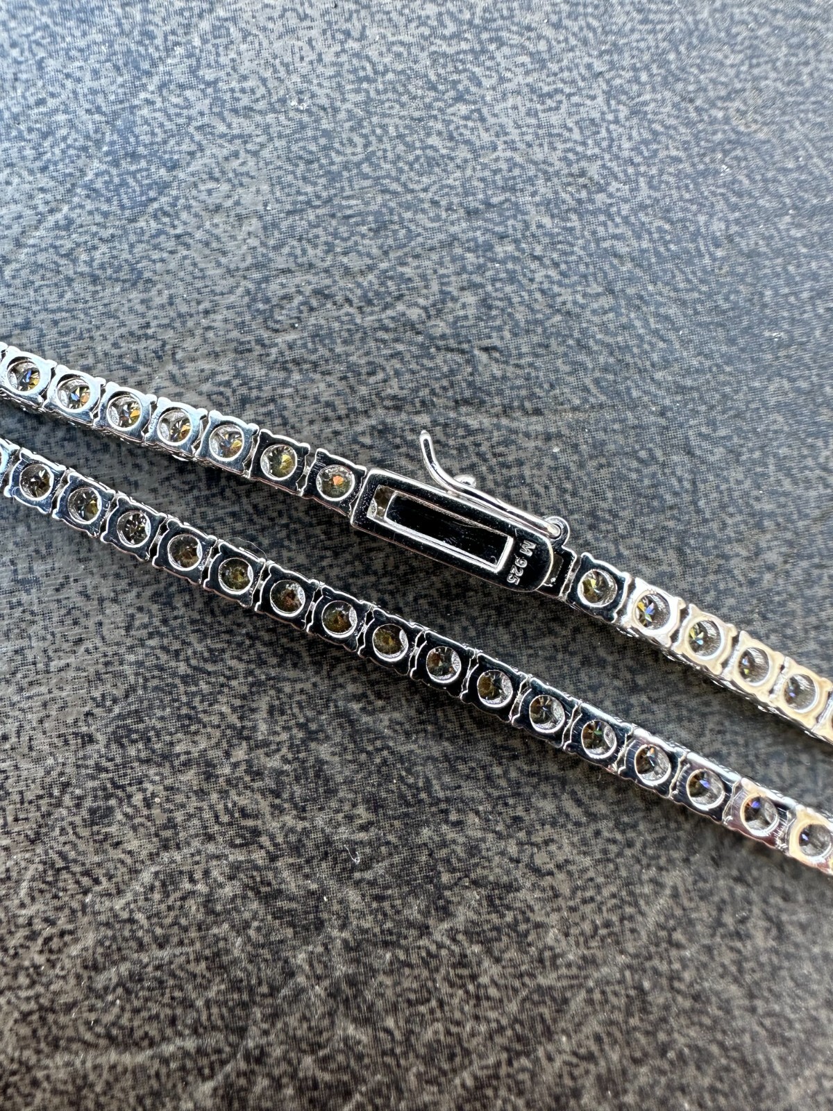 Pre-owned Silver Real Blue Gray Moissanite 3mm Tennis Chain 925  Iced Necklace Pass Tester