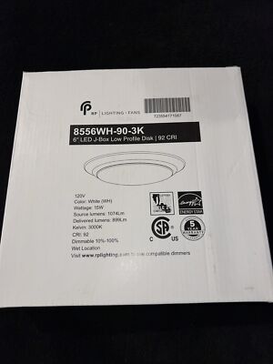 Royal Pacific 6in LED J-Box Low Profile Disk - 15W Dimmable 92CRI White Wet Loc.