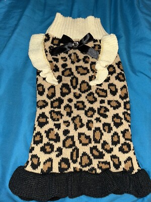 Pet Posse Leopard Print Pullover Dog Sweater S NWT