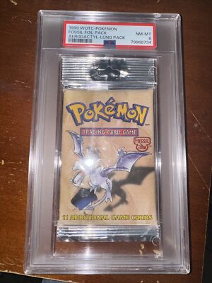 Pokemon Fossil Booster Pack Aerodactyl PSA 8