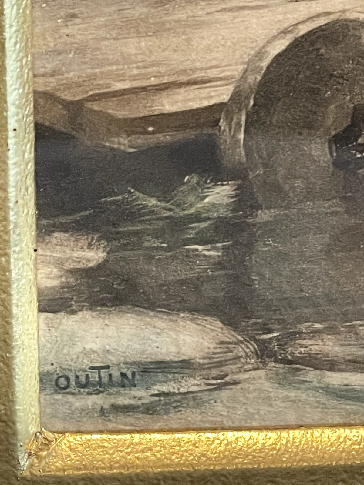 PIERRE OUTIN  Little Beggar  lithographs coloured Print Art Picture Gold Frame