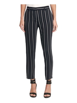

DKNY Женские прямые брюки в черную полоску, Черный, P9EKRAWP