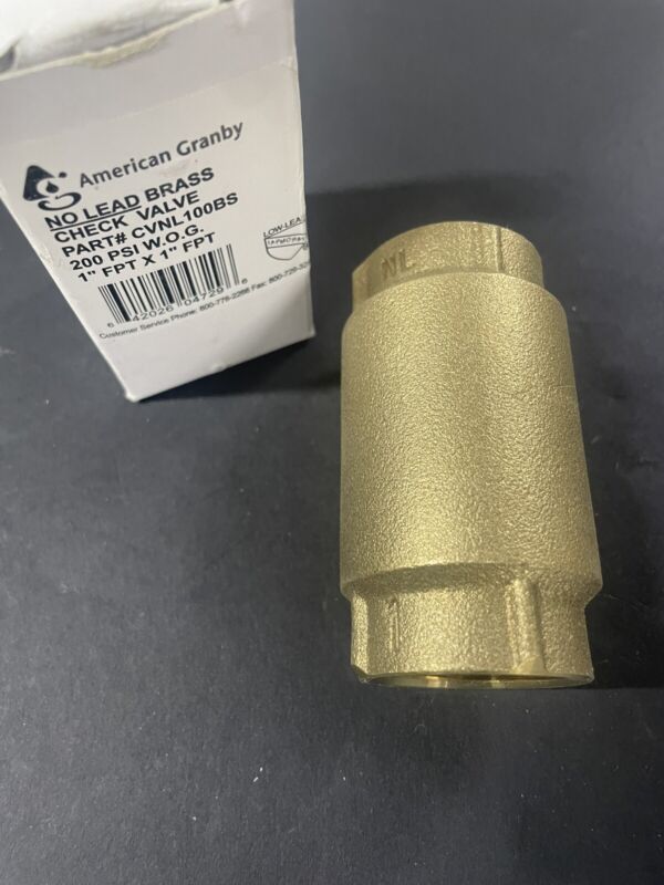 American Granby Check Valve CVNL100BS 1” FPT x FPT NEW