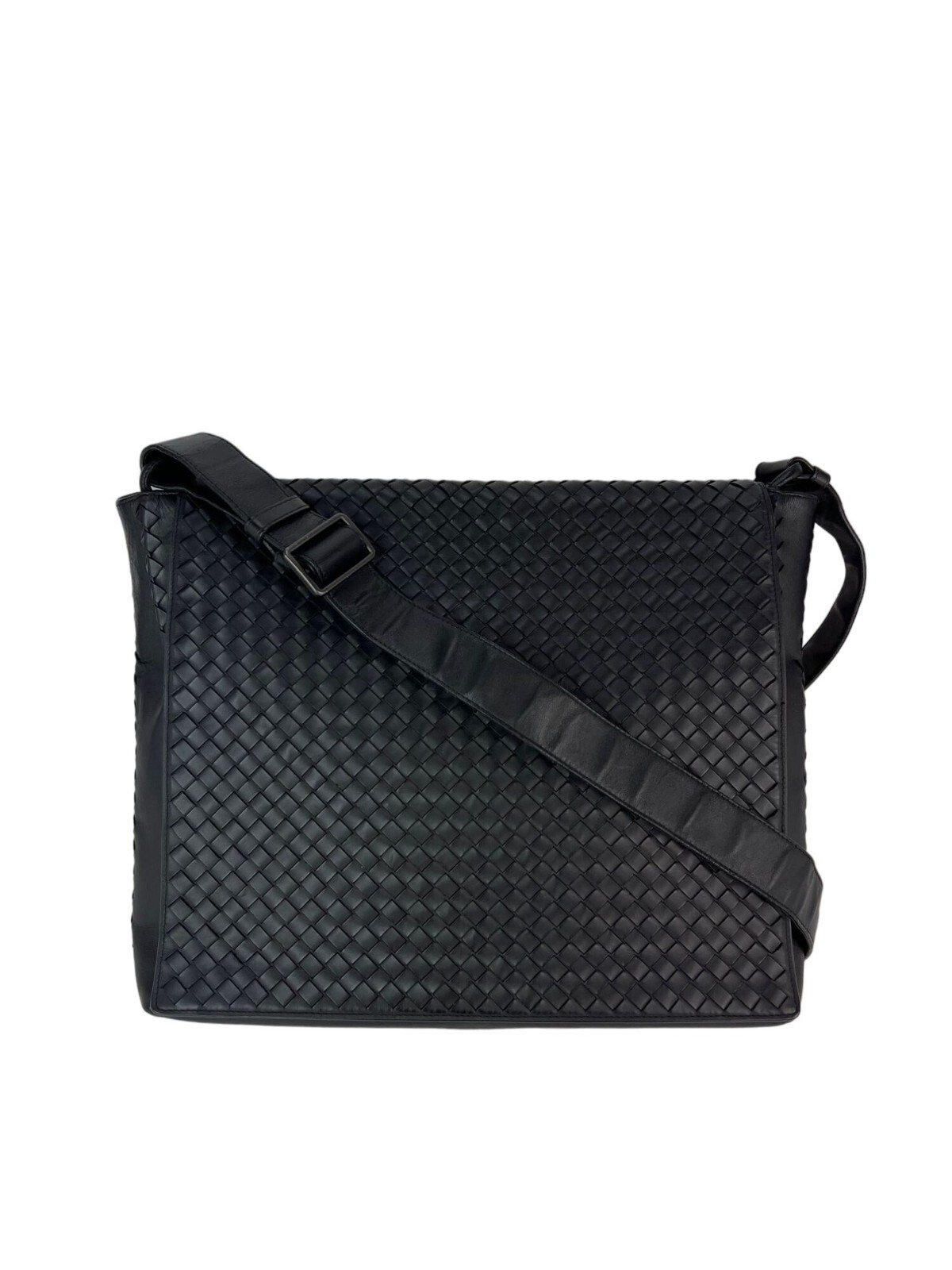 Bottega Veneta Intrecciato Black Leather Messenger Bag Ebay