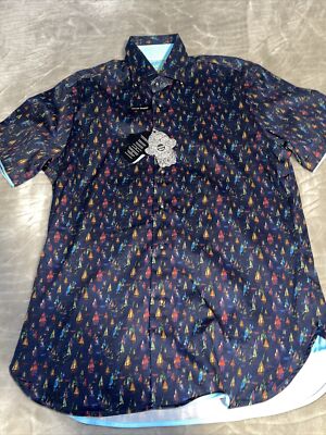 New Visconti Black Short Sleeve Shirt Mens Size  S Retail $125