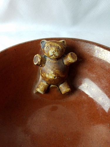 Teddy Bear Rare Art Pottery Bowl by Famous California Artist Robert Weiss~ MINT!