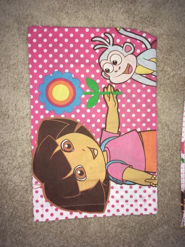 Nickelodeon Dora The Explorer VINTAGE 1 Flat Sheet 1 Pillow Case Twin Size Nice!