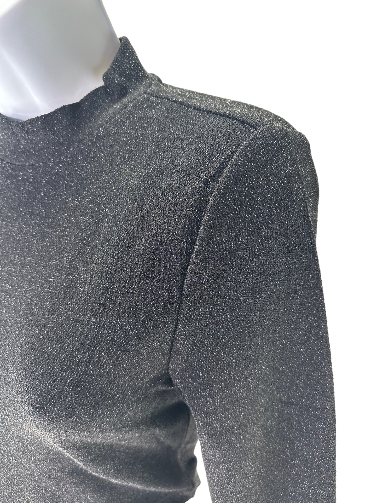 American Apparel Women's Long Sleeve Metallic Glitter Crop Turtleneck Black Med