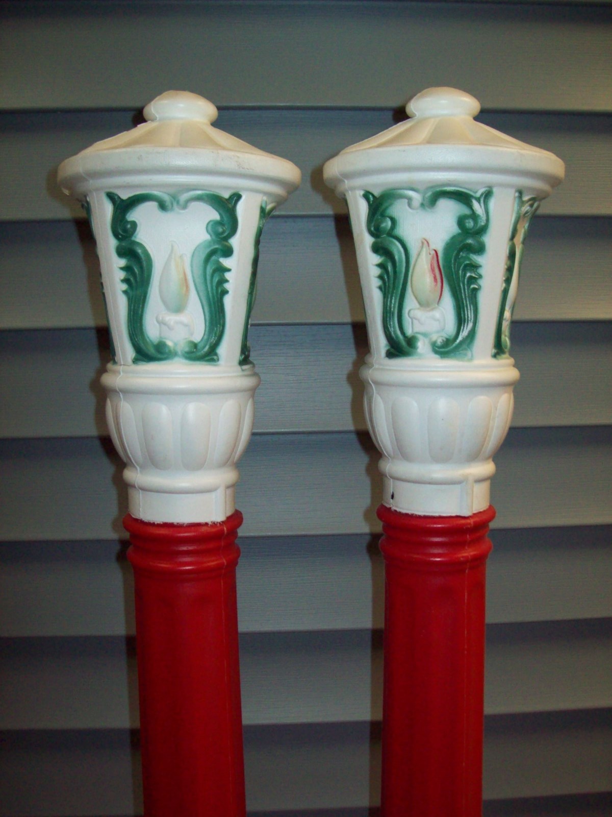 2 Vintage Christmas 1968 Empire Candle Lantern Lamps Blow Mold Yard Lights