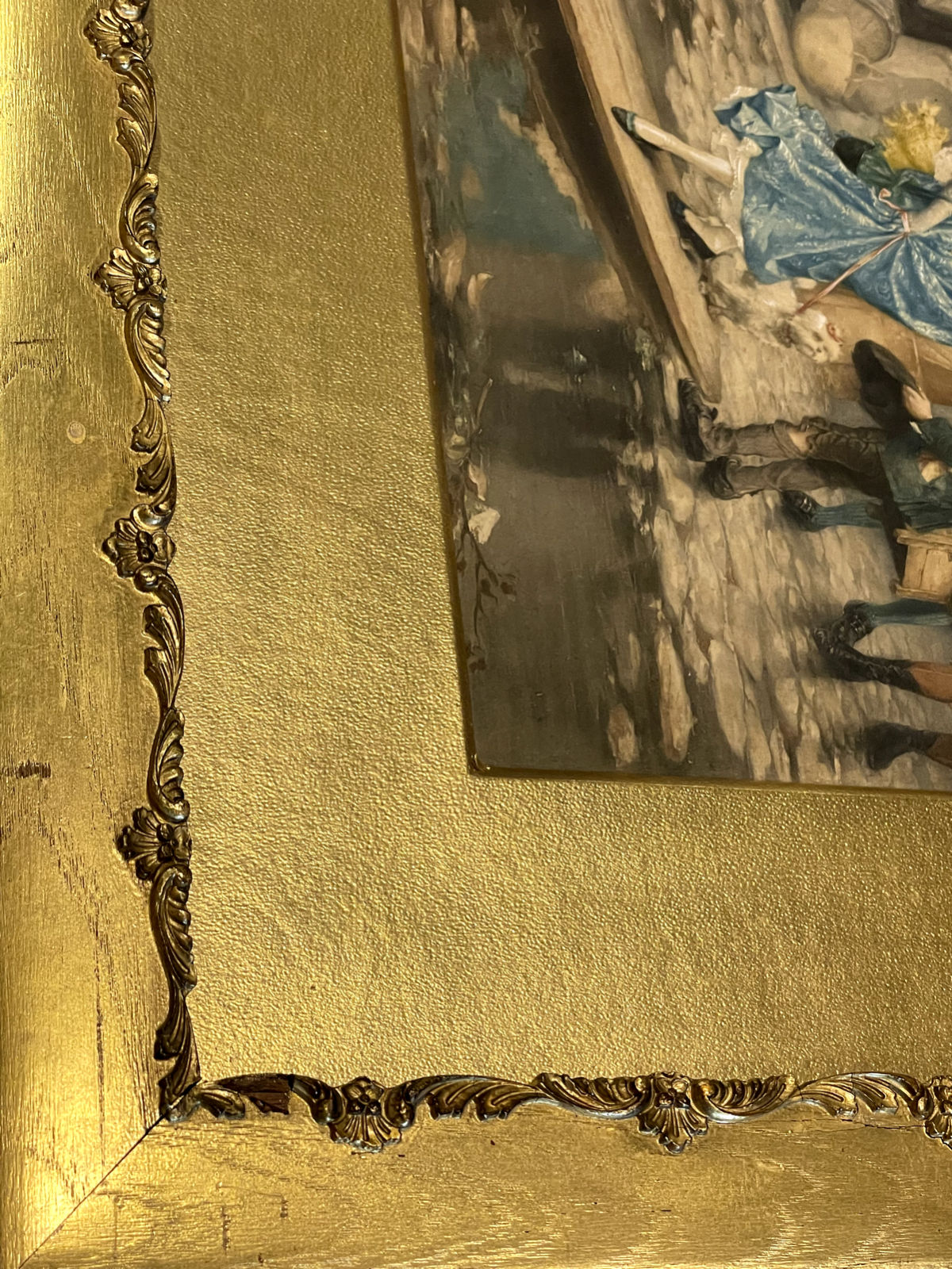 PIERRE OUTIN  Little Beggar  lithographs coloured Print Art Picture Gold Frame