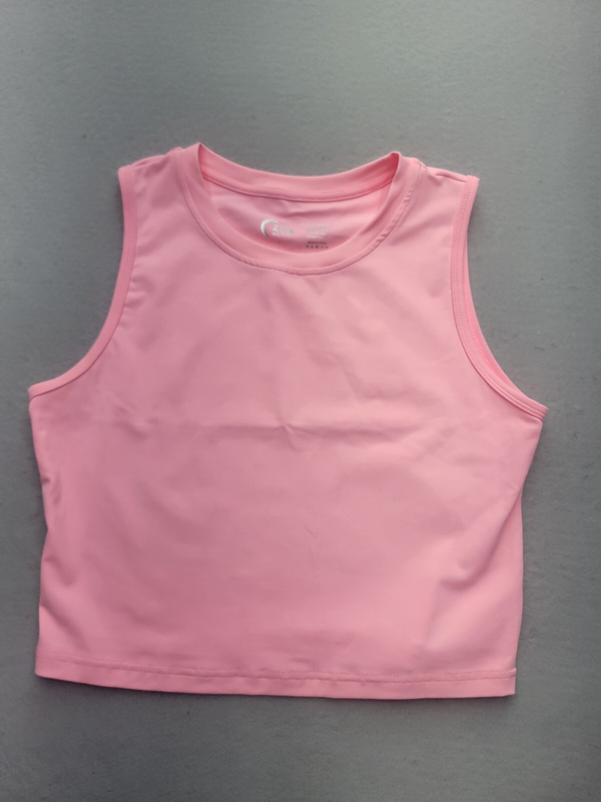 Zyia Active Women's Tank Large Pink Sleeveless Knit Logo Solid Casual Work