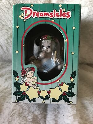 Vintage 1997 Dreamsicles Baby Cherub With Dog Christmas Ornament  New  In Box.