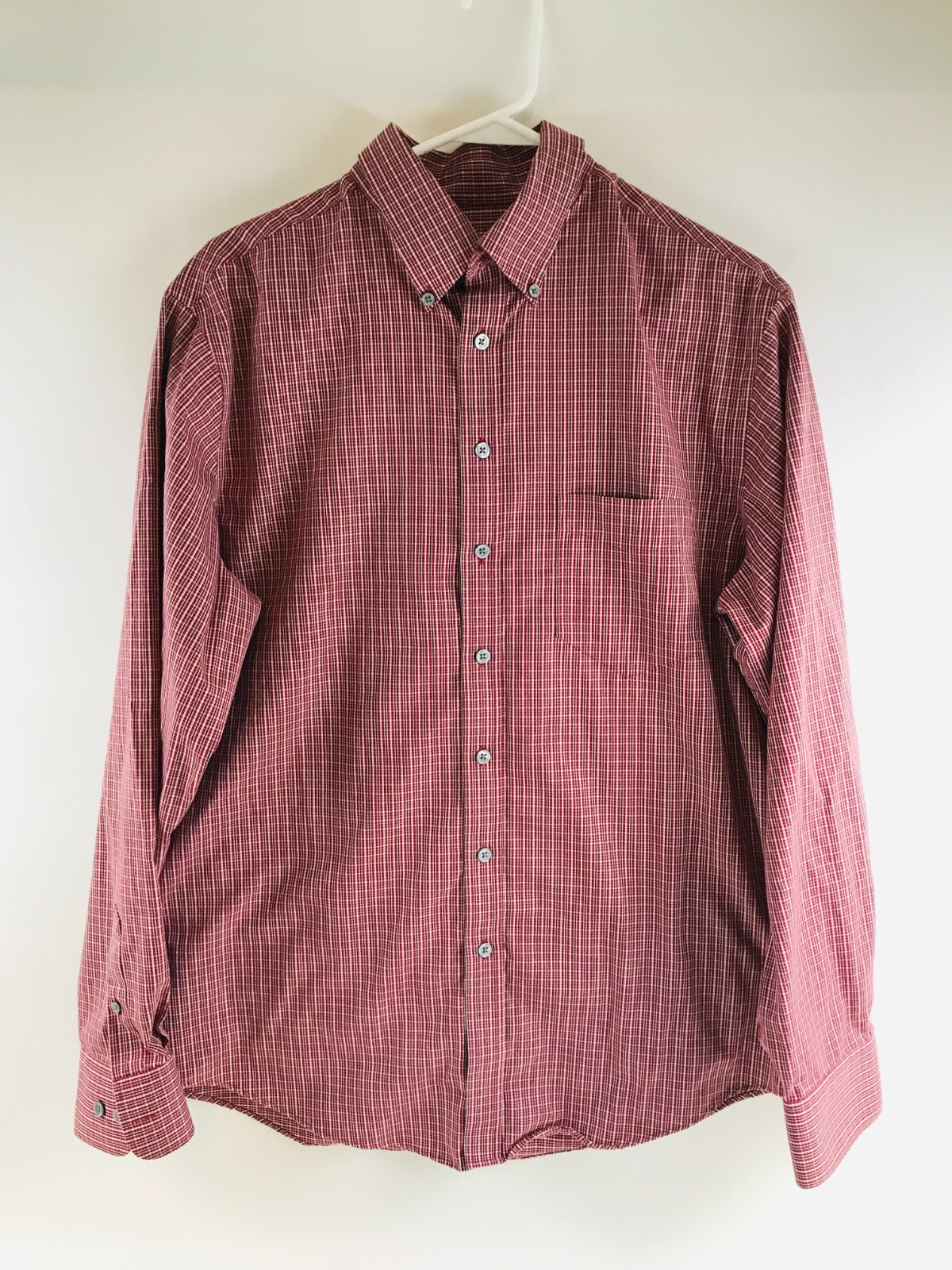 Merona Ultimate Shirt Men's Size L Red Black White Plaid