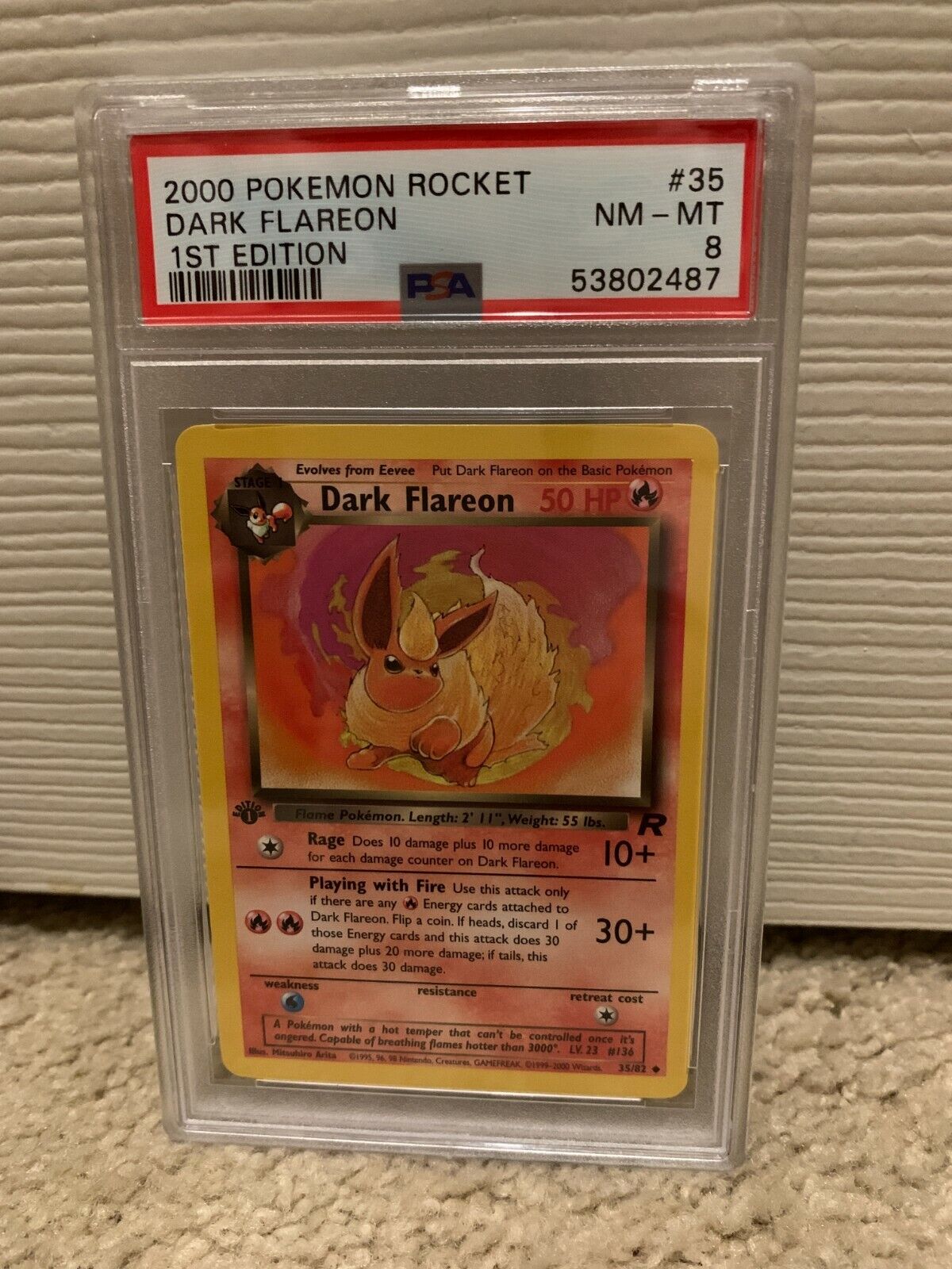 Pokemon PSA 8 Dark Flareon 1st Edition 35/82 - Team Rocket Pokemon PSA 8 Dark Flareon 1st Edition 35/82 - Team Rocket