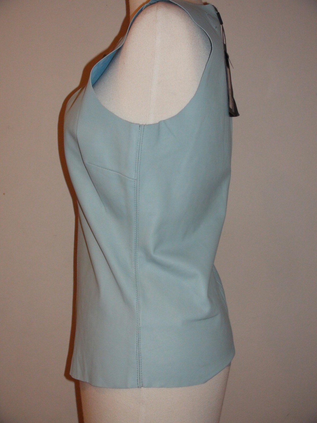 Pre-owned Patterson J. Kincaid Pjk Patterson J Kincaid Melissa Leather Shell Top Blue Size Xs