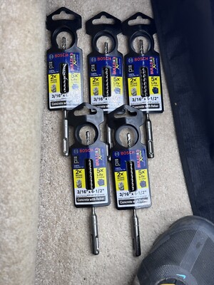BOSCH HCFC2011D  3/16 In. x 6 1/2In. SDS-plus Bulldog Rotary bit Hammer lot of 5