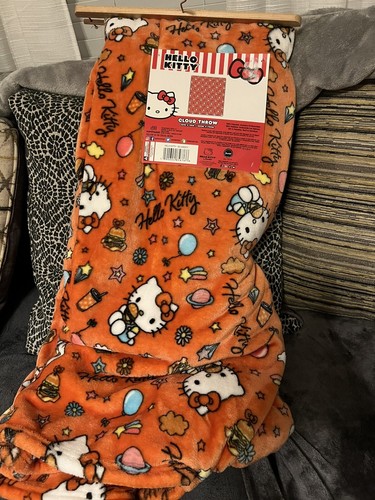 NWT Sanrio Hello Kitty Bright Orange Burger Cloud Plush Thro
