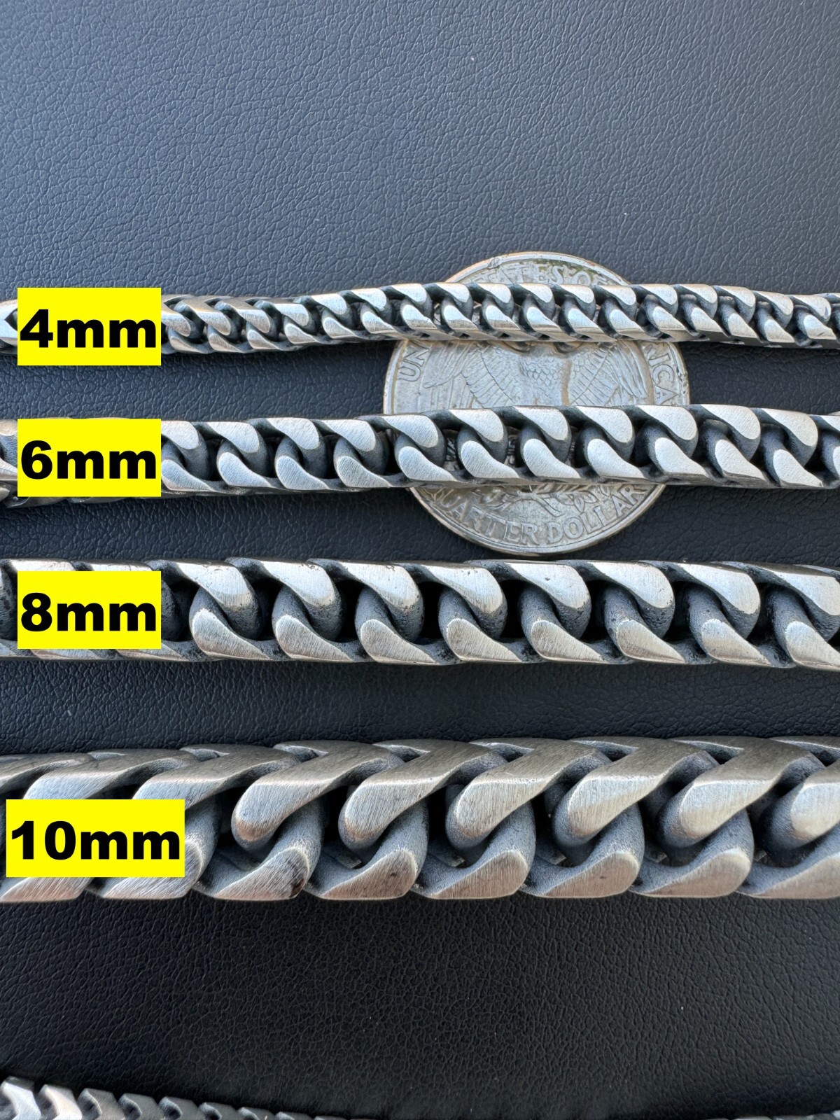 Pre-owned Silver Big 4-10mm Franco Chain Necklace Or Bracelet Oxidized Real 925  Box Clasp