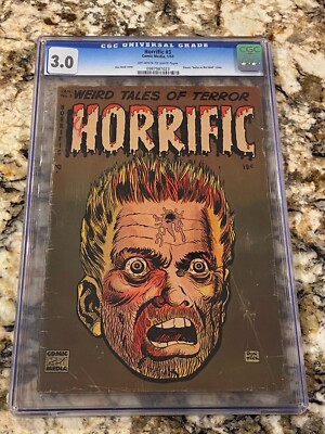 HORRIFIC #3 CGC 3.0 OW/WH PGS PRE-CODE HORROR ICONIC BULLET IN HEAD COVER RARE