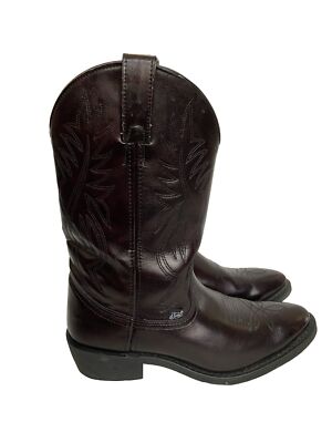Justin Western Cowboy Boots Mens Leather Shoes Dark Brown Cherry Red Sz 9.5 D