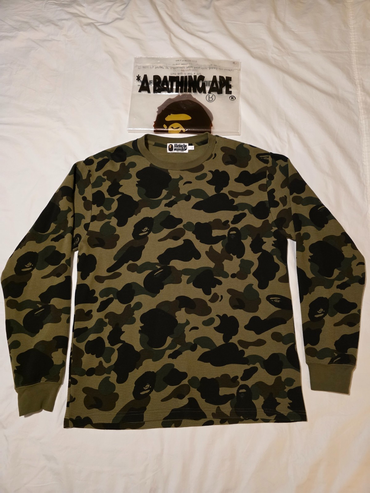 Camo A Long Sleeve Tee Ape Bathing ABC Green APE CAMO BATHING 