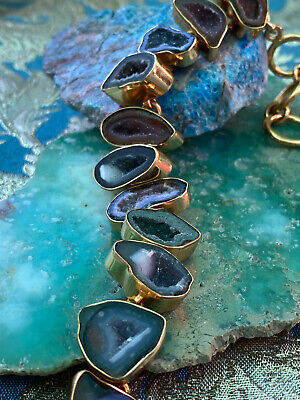 CHARLES ALBERT Tabasco Geode Druzy Bezel & Alchemia Gold Handcrafted Bracelet