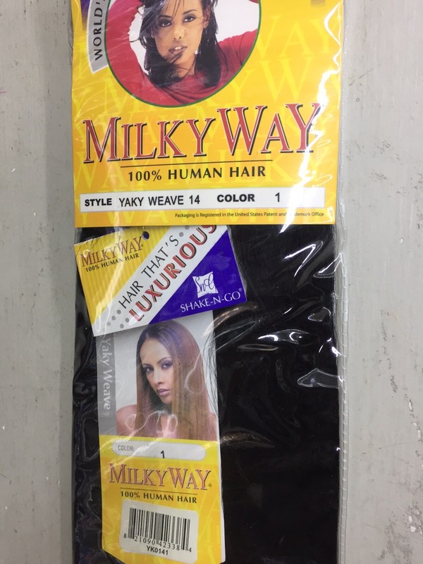 Milky Way 14” Yaky Straight Weave Color 1 Jet Black.
