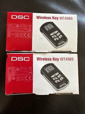 2 Pieces DSC WT4989 4 Button Wireless Backlit Security Key Fob With Icon Display