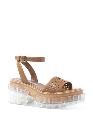 

STELLAMCCARTNEY Женские коричневые 2-дюймовые босоножки на платформе Emilie Toe на блочном каблуке, Коричневый, 810008W1DX0