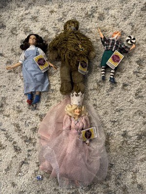 Vintage Wizard of Oz Doll Lot Dorothy Glinda Lion Lollipop Boy 1980s 4 Figures