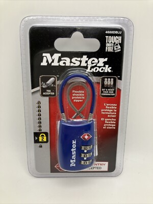 Master Lock Mlk4688Dblu Tsa-Accepted Cable Lock Padlock 1 Blue