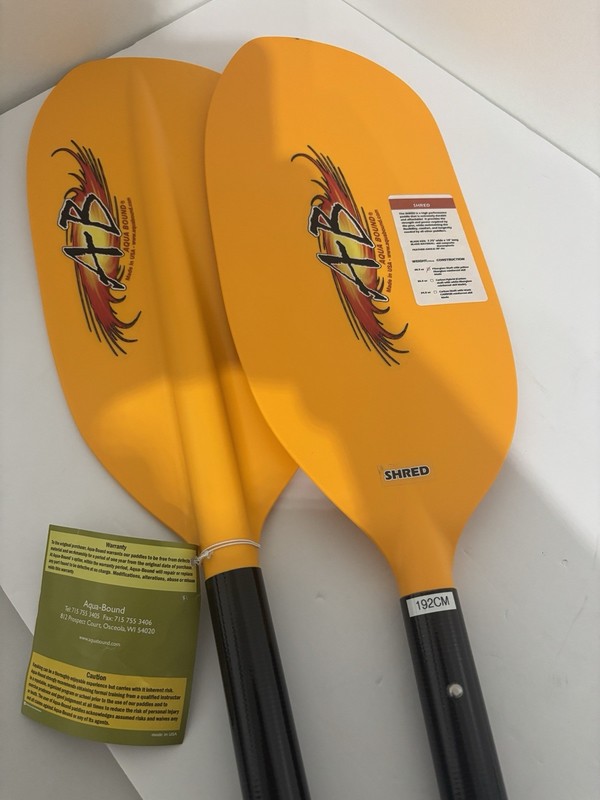 New! Aqua-Bound Shred 192cm Whitewater Kayak Paddle Fiberglass Shaft ABX