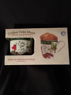 2 Fitz And Floyd Holly Hat Snowman Mugs New